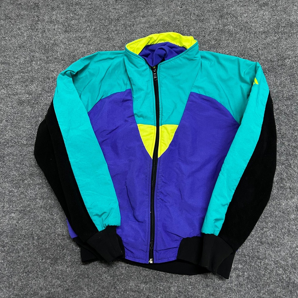 Cannondale Windbreaker Jacket Mens Large Vintage Colorblock USA Nylon Fleece 90s
